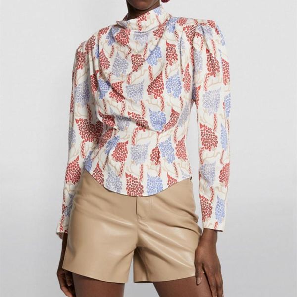 women's blouses & shirts women back zipper blouse floral print stand collar puff sleeve retro ladies shirt &autumn 2021, White
women's blouses & shirts women back zipper blouse floral print stand collar puff sleeve retro ladies shirt &autumn 2021, White