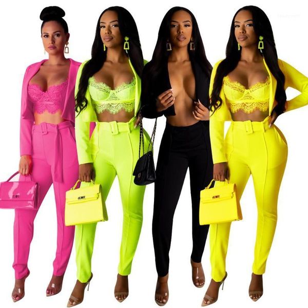 women's suits & blazers two piece set women suit casual long sleeve pants 2 for female pieces sets, White;black
women's suits & blazers two piece set women suit casual long sleeve pants 2 for female pieces sets, White;black