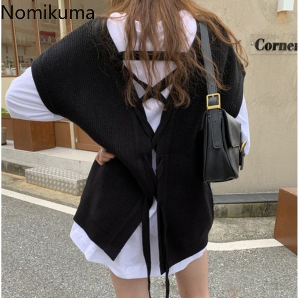 nomikuma back lace up knitted sweater women solid color v neck sleeveless pullover vest casual loose korean chic jumpers 3d601 210514, White
nomikuma back lace up knitted sweater women solid color v neck sleeveless pullover vest casual loose korean chic jumpers 3d601 210514, White