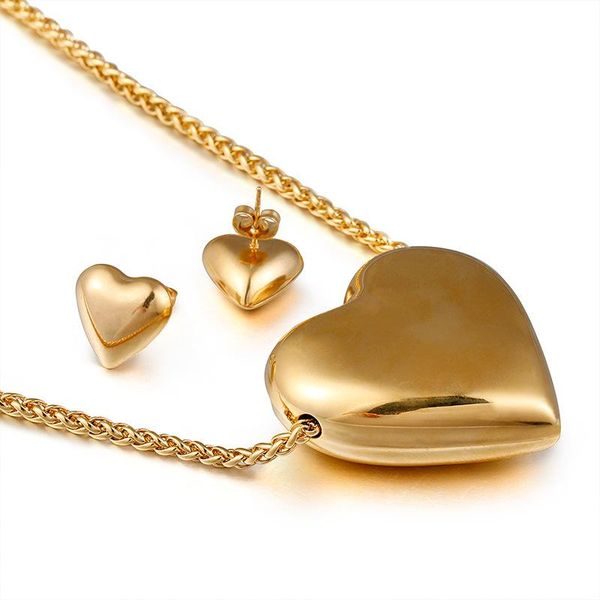earrings & necklace fashion women punk gold hearts titanium steel big jewelry sets for wedding gift, Silver
earrings & necklace fashion women punk gold hearts titanium steel big jewelry sets for wedding gift, Silver