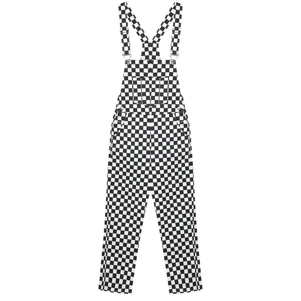 women jumpsuit slim casual black and white checkerboard lattice loose overalls, Black;white
women jumpsuit slim casual black and white checkerboard lattice loose overalls, Black;white