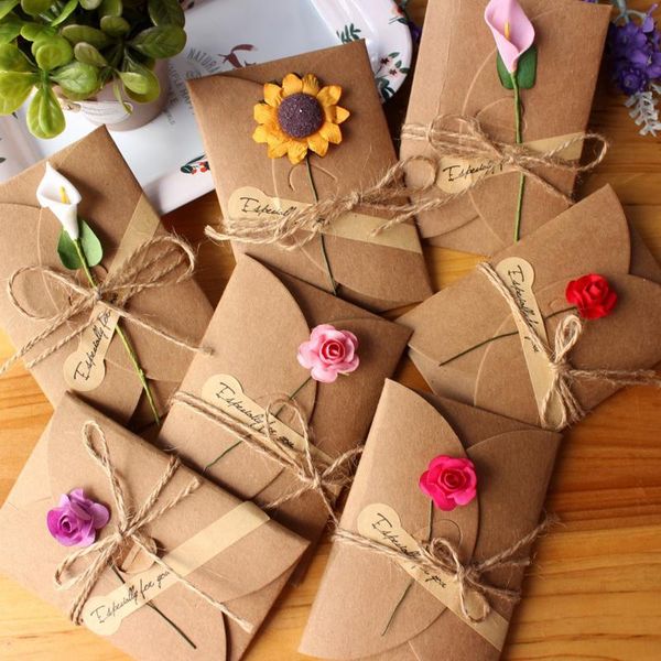 greeting cards 5pcs retro diy kraft paper invitation card with envelope handmade dry flower wedding party envelopes
greeting cards 5pcs retro diy kraft paper invitation card with envelope handmade dry flower wedding party envelopes