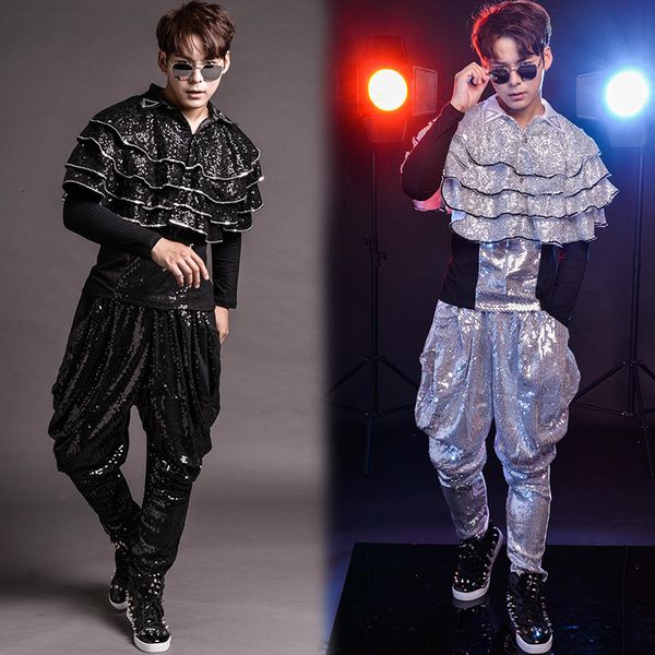 men's tracksuits 3-piece set nightclub bar singer shelf drum hip hop dance modern show serve personality paillette cloak harun pan, Gray
men's tracksuits 3-piece set nightclub bar singer shelf drum hip hop dance modern show serve personality paillette cloak harun pan, Gray