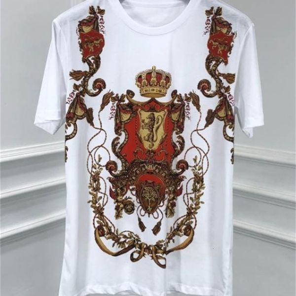 men's t-shirts shirts arrival t 20ss famous brand cotton luxury crown lion print punk gothic floral clothing for men casual tee 5s9d, White;black 
men's t-shirts shirts arrival t 20ss famous brand cotton luxury crown lion print punk gothic floral clothing for men casual tee 5s9d, White;black