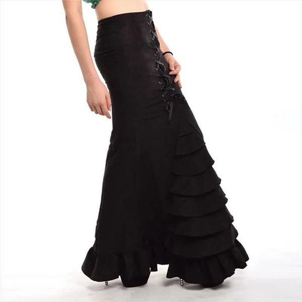gothic punk mermaid maxi womens skirt floor fashion lace up ruffle elegant party victorian criss cross, Black
gothic punk mermaid maxi womens skirt floor fashion lace up ruffle elegant party victorian criss cross, Black