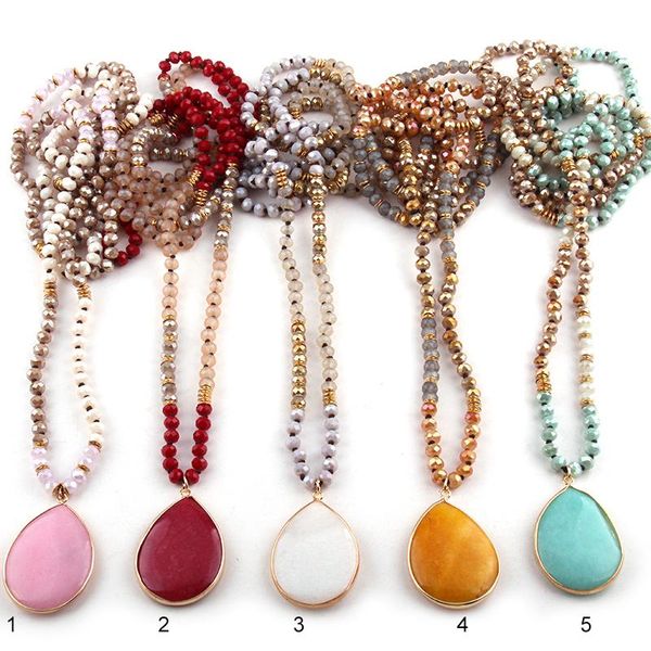 pendant necklaces fashion bohemian tribal jewelry 6mm glass long knotted crystal & stone drop, Silver
pendant necklaces fashion bohemian tribal jewelry 6mm glass long knotted crystal & stone drop, Silver
