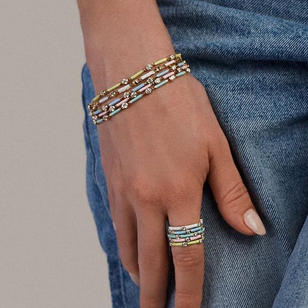 charm bracelets pastel enamel summer women girl colorful jewelry geometric bar round cz link chain fashion bracelet, Golden;silver
charm bracelets pastel enamel summer women girl colorful jewelry geometric bar round cz link chain fashion bracelet, Golden;silver