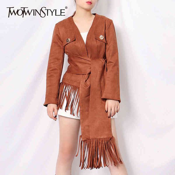 casual brown jacket for women v neck long sleeve button tassel large size coat female clothing autumn 210524, Black;brown
casual brown jacket for women v neck long sleeve button tassel large size coat female clothing autumn 210524, Black;brown