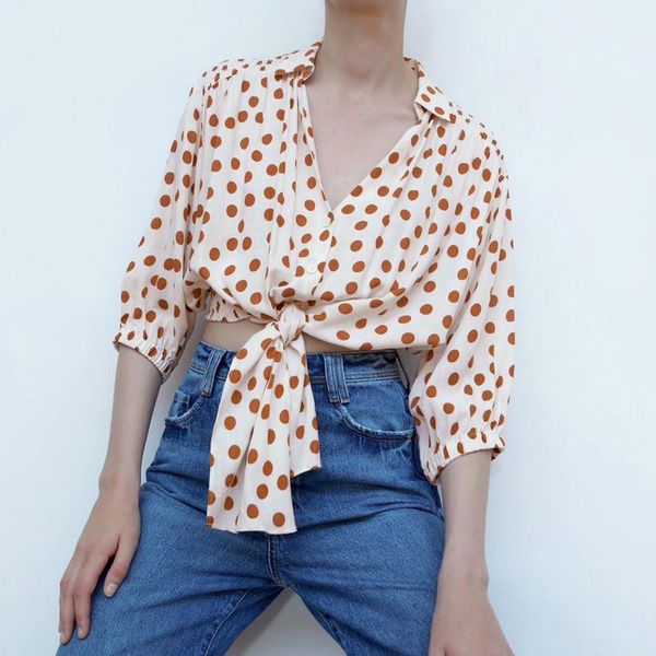 summer women short blouses shirts 3/4 sleeve polka dot bow tie v-neck female casual street smock cloth women's &, White
summer women short blouses shirts 3/4 sleeve polka dot bow tie v-neck female casual street smock cloth women's &, White