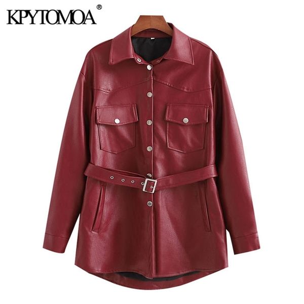 women fashion with belt faux leather jacket coat vintage long sleeve pockets female outerwear chic 210420, Black
women fashion with belt faux leather jacket coat vintage long sleeve pockets female outerwear chic 210420, Black
