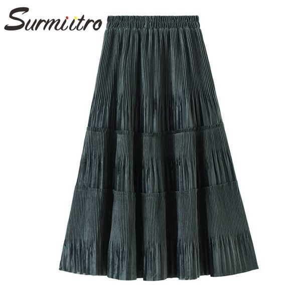 surmiitro super quality velvet long skirt women autumn winter korean black green high waist pleated midi skirt female 210412
surmiitro super quality velvet long skirt women autumn winter korean black green high waist pleated midi skirt female 210412