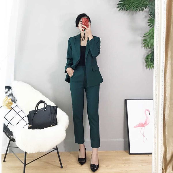 casual women's office suits pants autumn solid color full sleeve female slim two-piece sets 210527, White
casual women's office suits pants autumn solid color full sleeve female slim two-piece sets 210527, White