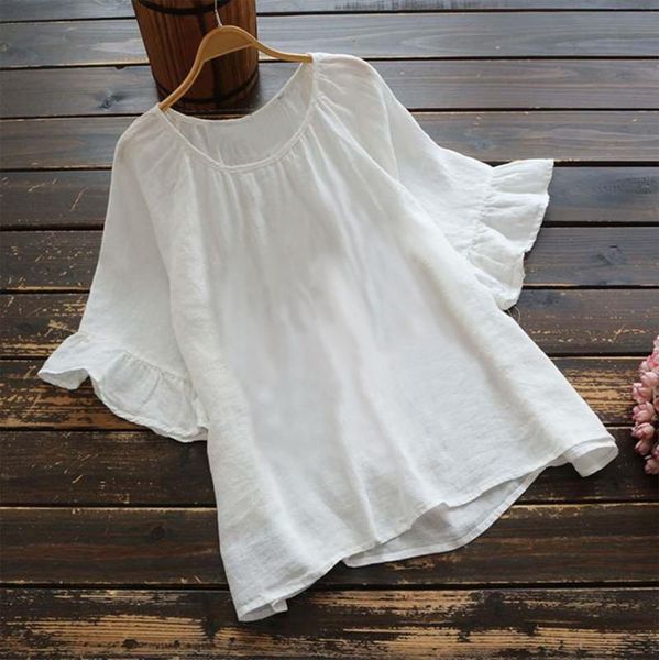 women's blouses & shirts plus size blouse harajuku oversized casual solid cotton and ruffles o-neck short sleeve vetement femme 202, White
women's blouses & shirts plus size blouse harajuku oversized casual solid cotton and ruffles o-neck short sleeve vetement femme 202, White