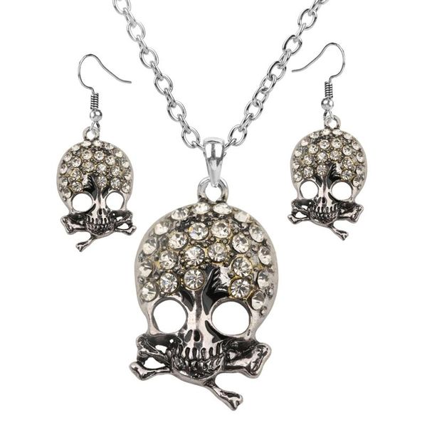 earrings & necklace yacq women's skull cross bone jewelry set - adjustable (60+10)cm + dangle women girls biker crystal, Silver
earrings & necklace yacq women's skull cross bone jewelry set - adjustable (60+10)cm + dangle women girls biker crystal, Silver