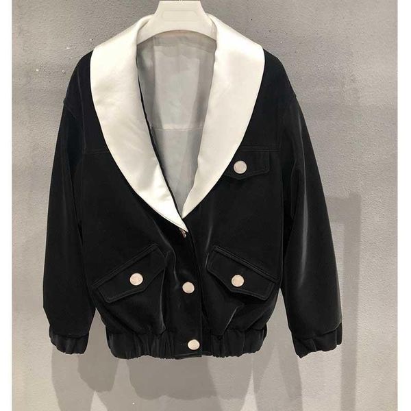 women's jackets cosmicchic 2021 autumn winter leather jacket women acetate shawl collar no. 5 gold button black and white contrast colo, Black;brown
women's jackets cosmicchic 2021 autumn winter leather jacket women acetate shawl collar no. 5 gold button black and white contrast colo, Black;brown