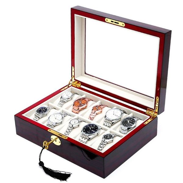 watch boxes & cases 10 slots wooden box storage with key open window paint spray w129 professional lucury, Black;blue
watch boxes & cases 10 slots wooden box storage with key open window paint spray w129 professional lucury, Black;blue