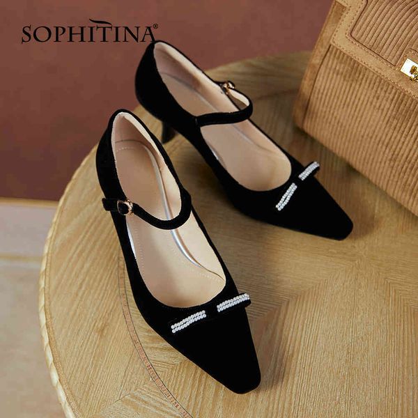 sophitina woman pointed toe suede mary janes one strap pearl decoration high thin heel shallow pumps dress shoe po991 210513, Black
sophitina woman pointed toe suede mary janes one strap pearl decoration high thin heel shallow pumps dress shoe po991 210513, Black
