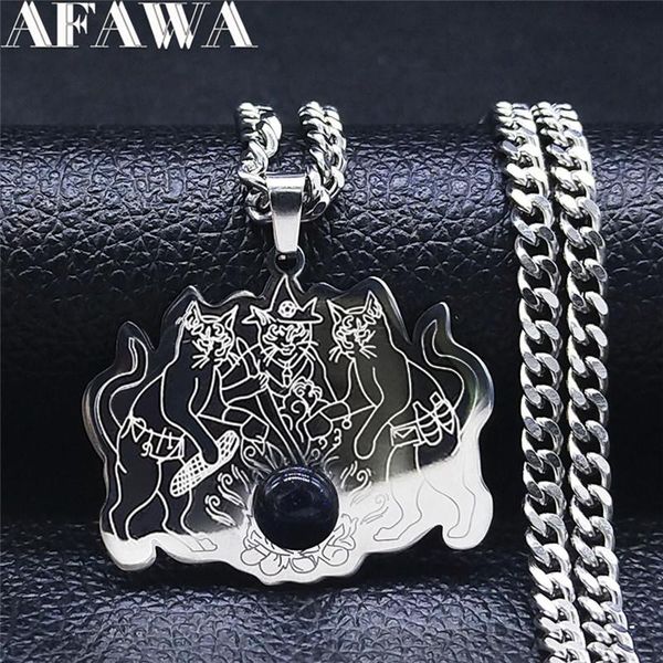 pendant necklaces witchcraft cat stainless steel natural stone chain silver color jewelry chaine acier inoxydable n2224s
pendant necklaces witchcraft cat stainless steel natural stone chain silver color jewelry chaine acier inoxydable n2224s