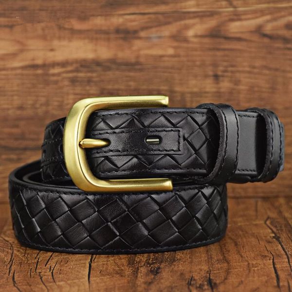 belts men's braided belt leather brass buckle youth casual trend business cinturón hombre marca brown strap, Black;brown
belts men's braided belt leather brass buckle youth casual trend business cinturón hombre marca brown strap, Black;brown