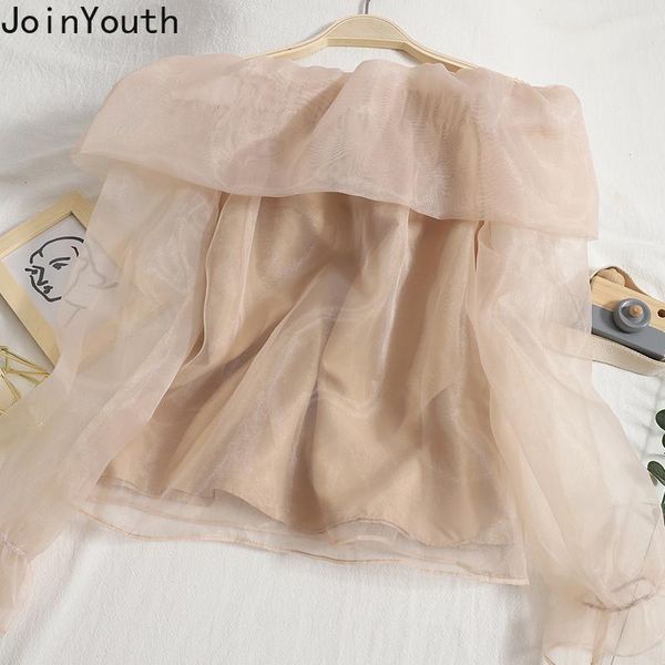 women's blouses & shirts joinyouth off shoulder womens crop temperament gauze solid color slim fit korean summer elegant blusas, White
women's blouses & shirts joinyouth off shoulder womens crop temperament gauze solid color slim fit korean summer elegant blusas, White