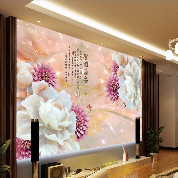 wallpapers 3dcustomized wallpaper mural chinese style handmade scenery with peony flower jade carving behind sofa as background livingroom
wallpapers 3dcustomized wallpaper mural chinese style handmade scenery with peony flower jade carving behind sofa as background livingroom
