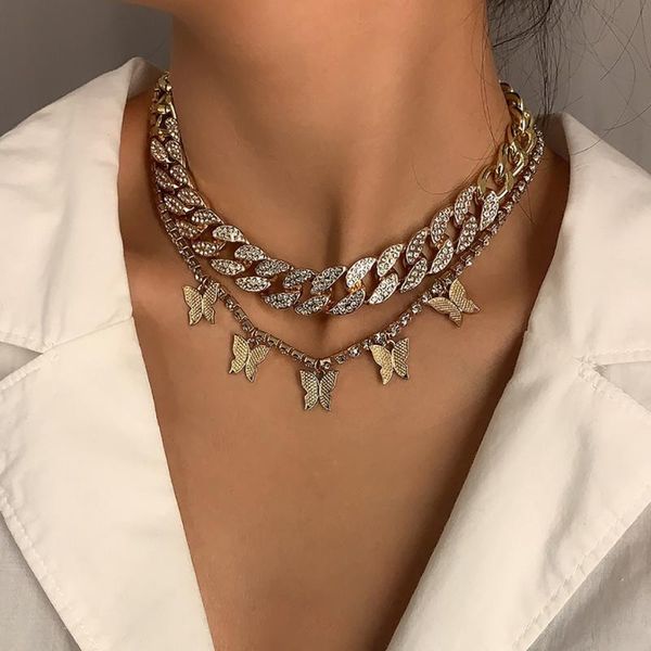 european and american personality ladies fashion trend banquet diamond necklace cuban butterfly chokers, Golden;silver
european and american personality ladies fashion trend banquet diamond necklace cuban butterfly chokers, Golden;silver