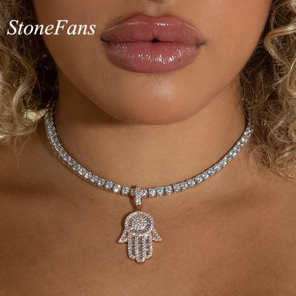 chains stonefans shiny rhinestone eyes of the angel fatima pendant necklace iced out hip hop crystal tennis chain for women, Silver
chains stonefans shiny rhinestone eyes of the angel fatima pendant necklace iced out hip hop crystal tennis chain for women, Silver