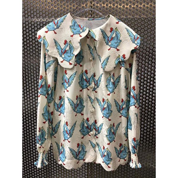 style 10.28 women shirt lapel single breasted swan print jacquard pattern long sleeve vintage loose blouse women's blouses & shirts, White
style 10.28 women shirt lapel single breasted swan print jacquard pattern long sleeve vintage loose blouse women's blouses & shirts, White