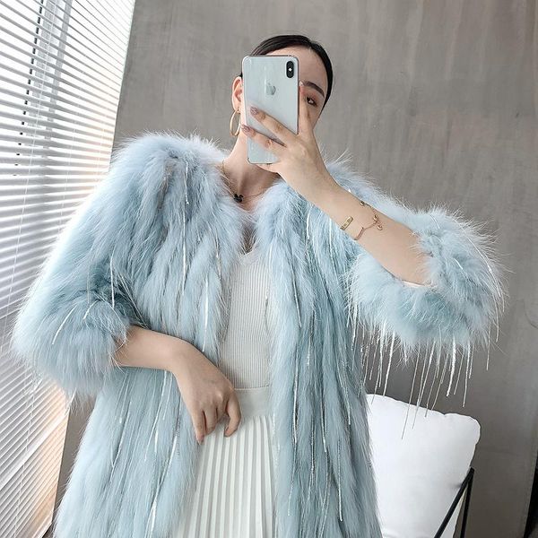 women's fur & faux tassel woven coat 2021 young style hair car stripe raccoon dog medium length, Black
women's fur & faux tassel woven coat 2021 young style hair car stripe raccoon dog medium length, Black