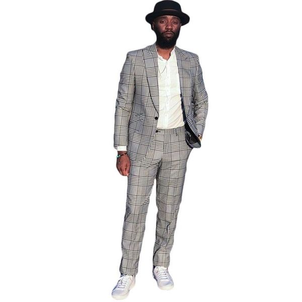 est two pieces grey men suits houndstooth custom made spring button tuxedos casual coat+pant men's & blazers, White;black
est two pieces grey men suits houndstooth custom made spring button tuxedos casual coat+pant men's & blazers, White;black