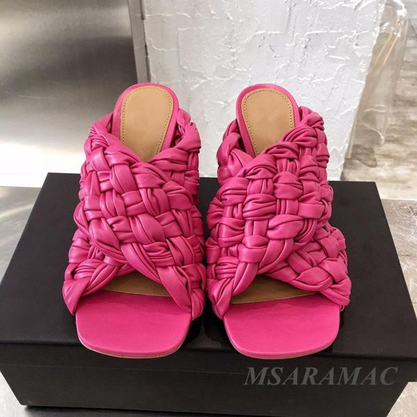 fashion knitting leather high-heeled sandals outside mules shoes elegant women's summer formal dress slippers, Black
fashion knitting leather high-heeled sandals outside mules shoes elegant women's summer formal dress slippers, Black