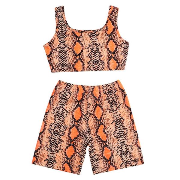 running sets 2pcs kids girls spring summer set snakeskin pattern suit sleeveless cropped vest and shorts gym children casual wear, Black;blue 
running sets 2pcs kids girls spring summer set snakeskin pattern suit sleeveless cropped vest and shorts gym children casual wear, Black;blue