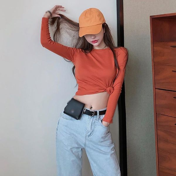 women's t-shirt korean style novel chic slim solid color women fashion all-match round neck long sleeve t-shirts, White
women's t-shirt korean style novel chic slim solid color women fashion all-match round neck long sleeve t-shirts, White