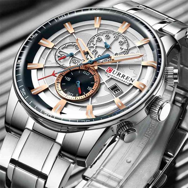 curren men watches with stainless steel band brand sport chronograph quartz watch waterproof men clock relogio masculino 210517, Slivery;brown
curren men watches with stainless steel band brand sport chronograph quartz watch waterproof men clock relogio masculino 210517, Slivery;brown