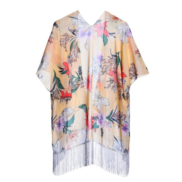 women's swimwear women floral print bikini cover ups chiffon cardigan short sleeve loose beach wear up blouse playa vestidos playeros, White;black
women's swimwear women floral print bikini cover ups chiffon cardigan short sleeve loose beach wear up blouse playa vestidos playeros, White;black