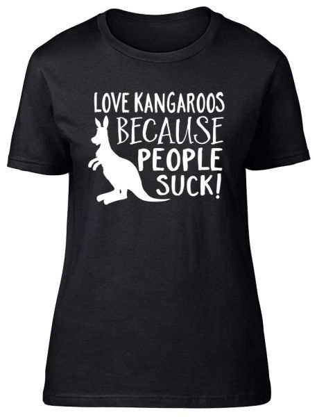 love kangaroos because people suck womens ladies short sleeve fitted t-shirt, White;black
love kangaroos because people suck womens ladies short sleeve fitted t-shirt, White;black