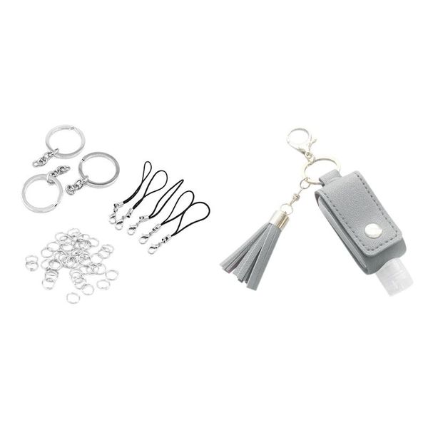 hooks & rails diy keychain single circle phone rope set 30ml plastic travel bottle with tassels pu leather holder gray
hooks & rails diy keychain single circle phone rope set 30ml plastic travel bottle with tassels pu leather holder gray