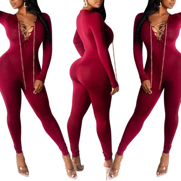 women's jumpsuits & rompers cut out hollow jumpsuit women solid metal chain slim v-neck long sleeve low-cut elastic high waist pencil p, Black;white
women's jumpsuits & rompers cut out hollow jumpsuit women solid metal chain slim v-neck long sleeve low-cut elastic high waist pencil p, Black;white
