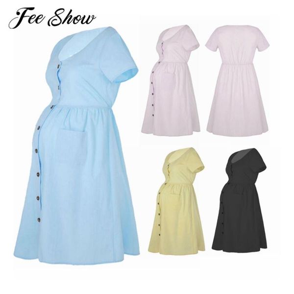 maternity dresses pregnancy summer clothes women dress short sleeve v-neckline knee-length comfy cotton for pregnant, White
maternity dresses pregnancy summer clothes women dress short sleeve v-neckline knee-length comfy cotton for pregnant, White