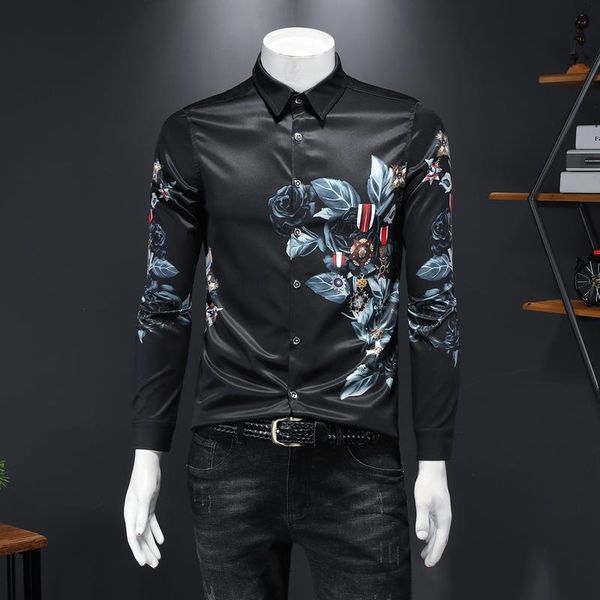 men's casual shirts chinese flowers pattern classic floral style designer brand long sleeve male autumn clothing 18118, White;black
men's casual shirts chinese flowers pattern classic floral style designer brand long sleeve male autumn clothing 18118, White;black