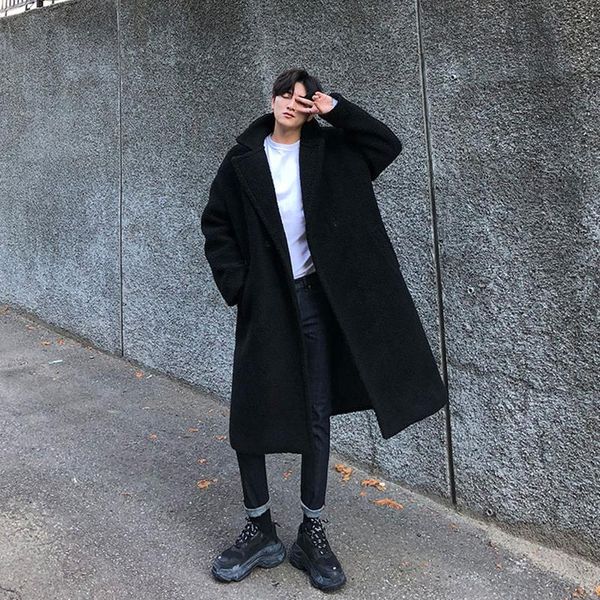 men's wool & blends the korean version of autumn/winter 2021 thickened soft woolen coat has a long length that reaches below knee., Black
men's wool & blends the korean version of autumn/winter 2021 thickened soft woolen coat has a long length that reaches below knee., Black