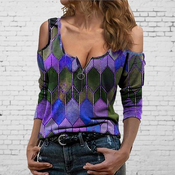 women's t-shirt geometric print t-shirts fashion women leakage shoulder zipper long sleeve slim poleras mujer de moda 2021 party tshirt, White
women's t-shirt geometric print t-shirts fashion women leakage shoulder zipper long sleeve slim poleras mujer de moda 2021 party tshirt, White