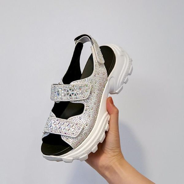 summer platform sandals for women genuine leather open toe shoes with rhinestones hook&loop, Black
summer platform sandals for women genuine leather open toe shoes with rhinestones hook&loop, Black