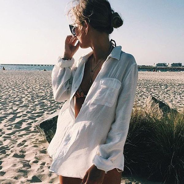 set shirt-style beach cardigan jacket vacation sun protection clothing bikini blouse women's swimsuit with polyester swimwear, Black;white
set shirt-style beach cardigan jacket vacation sun protection clothing bikini blouse women's swimsuit with polyester swimwear, Black;white