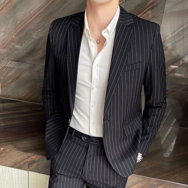 men's suits & blazers spring and autumn coat korean striped suit handsome trend casual bridegroom man, White;black
men's suits & blazers spring and autumn coat korean striped suit handsome trend casual bridegroom man, White;black