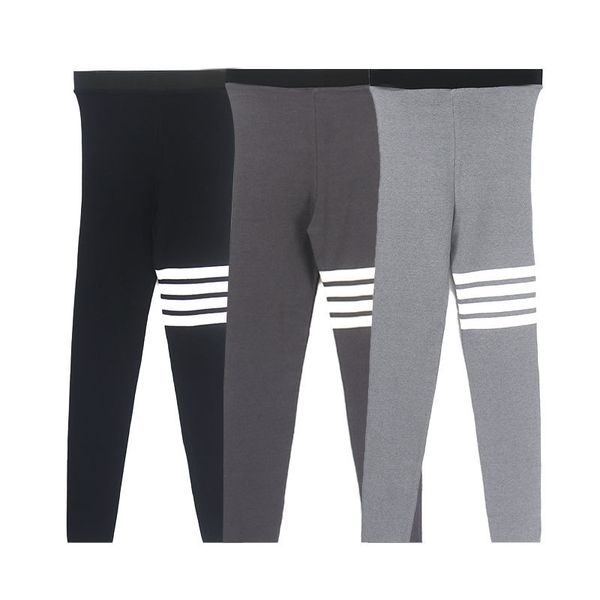 spring and autumn tb college style four bar textured high waist elastic slimming knitted casual tights 9-point leggings, Black
spring and autumn tb college style four bar textured high waist elastic slimming knitted casual tights 9-point leggings, Black