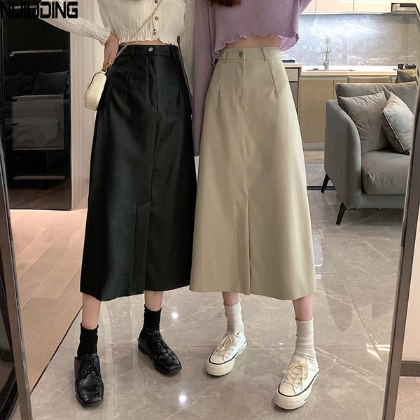 women's solid retro pu leather split skirts autumn winter chic high waist loose a-line mid calf skirt female 210514, Black
women's solid retro pu leather split skirts autumn winter chic high waist loose a-line mid calf skirt female 210514, Black