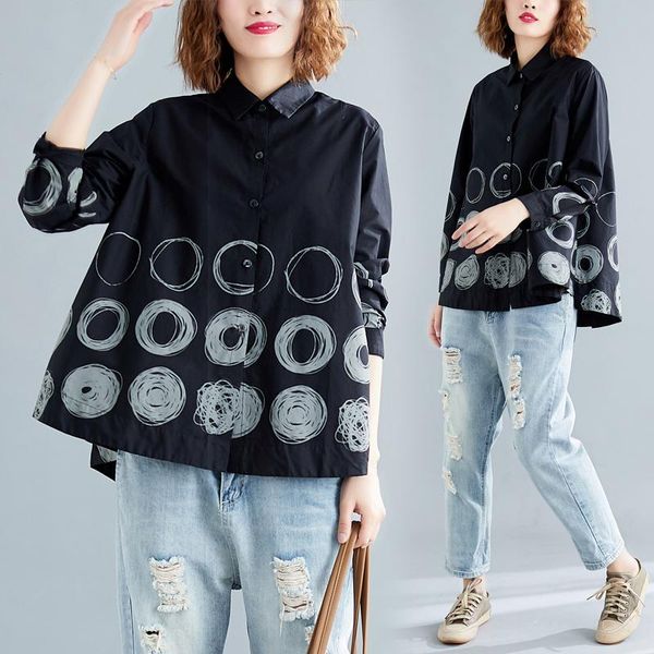 women's blouses & shirts big size spring autumn women fashion elegant dots print ladies female large long sleeve loose doll blouse shi, White
women's blouses & shirts big size spring autumn women fashion elegant dots print ladies female large long sleeve loose doll blouse shi, White