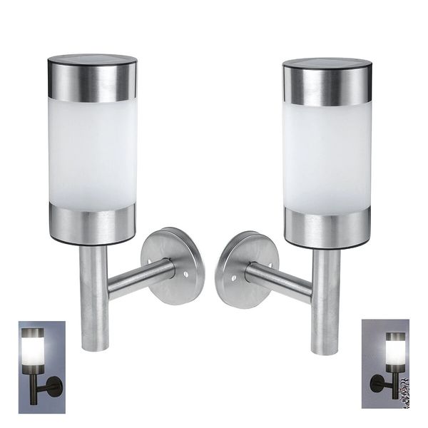 2x stainless steel solar powered led wall lights shed fence door outdoor garden
2x stainless steel solar powered led wall lights shed fence door outdoor garden