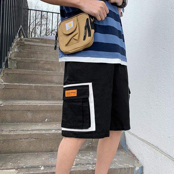 men's shorts summer clothing multi-pocket color matching fashion casual straight loose five-point pants overalls short, White;black
men's shorts summer clothing multi-pocket color matching fashion casual straight loose five-point pants overalls short, White;black
